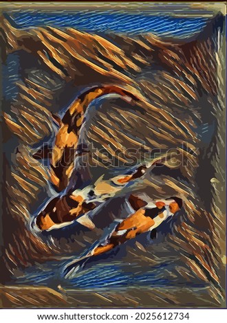Digital Oil Painting illustration with Fish , very cool