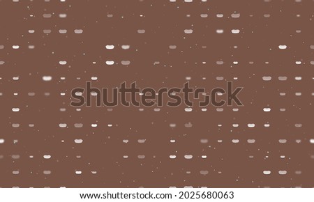 Seamless background pattern of evenly spaced white hotdog symbols of different sizes and opacity.  illustration on brown background with stars