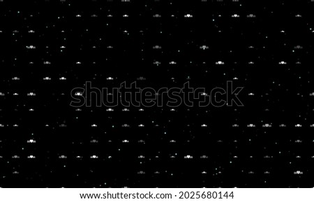 Seamless background pattern of evenly spaced white mother's day symbols of different sizes and opacity. Vector illustration on black background with stars