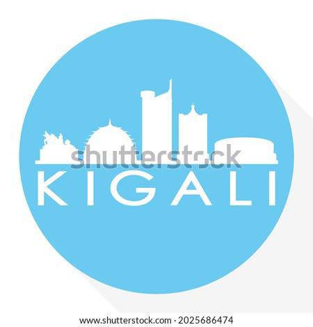 Kigali, Rwanda Round Button City Skyline Design. Silhouette Stamp Vector Travel Tourism.