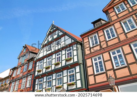 half-timbered houses in the old town of Celle Royalty-Free Stock Photo #2025714698