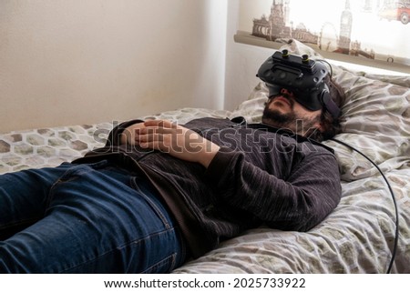 With virtual reality glasses, psychological or medical therapies can be performed and relaxation can be achieved. Royalty-Free Stock Photo #2025733922