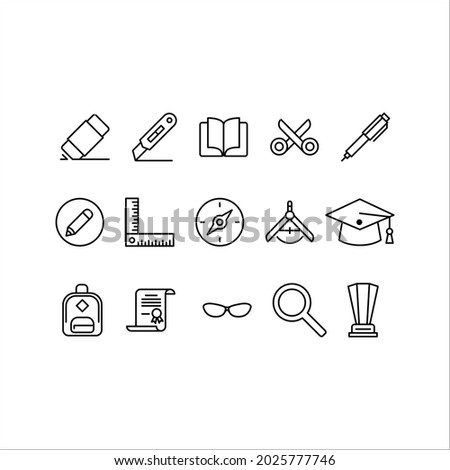 Education outline style icon collection set