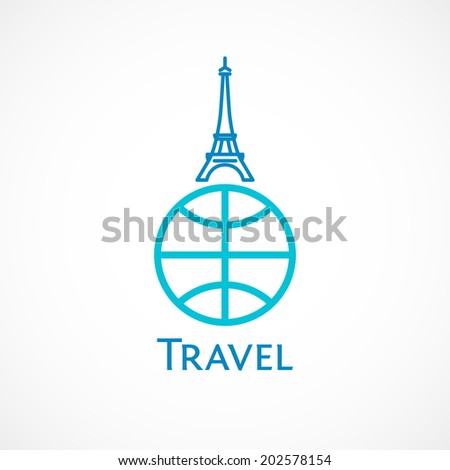 Travel background. Eiffel Tower Icon. Vector illustration. 