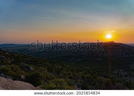 Beautiful sunset over a valley 