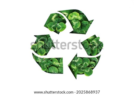 a symbol of waste recycling with green clover leaves. environmental protection Royalty-Free Stock Photo #2025868937