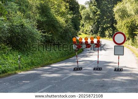 Traffic signs and country roads in Czech Republic. No entry on a country road in the woods.Violation of traffic regulations