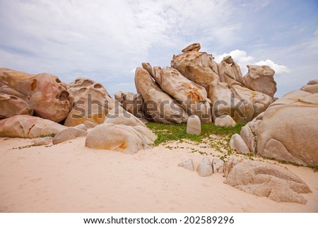 Huge stones on the beach