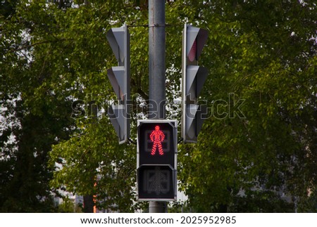 prohibiting red traffic light for pedestrians. High quality photo
