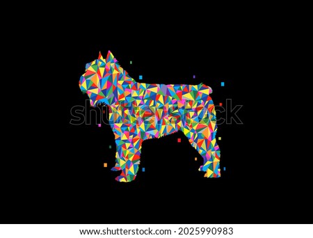 Bouvier des flandres Dog Wpap pop art colorful minimalist illustration vector, black background.