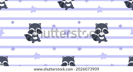 raccoon vector seamless pattern. Great for spring and summer wallpaper, backgrounds, invitations, packaging design projects. 
Surface pattern design.