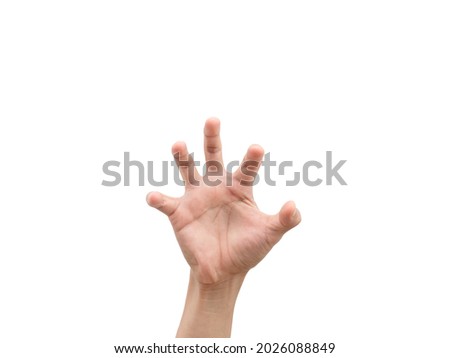 Man hand open finger white isolated background