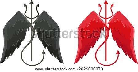 Set of devil and angel object decor illustration