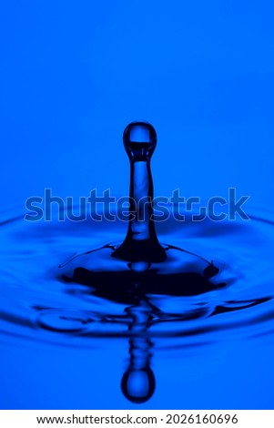 Closeup Shot of Round Water Splash With Long Stem Falling With Water Ripples. Vertical image