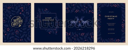 Modern universal artistic templates. Merry Christmas Corporate Holiday cards and invitations. Floral frames and backgrounds design. Vector illustration.