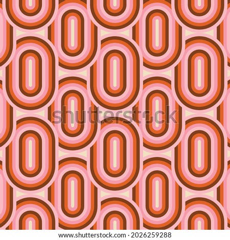 70's Retro Seamless Pattern. 60s and 70s Aesthetic Style.  Royalty-Free Stock Photo #2026259288