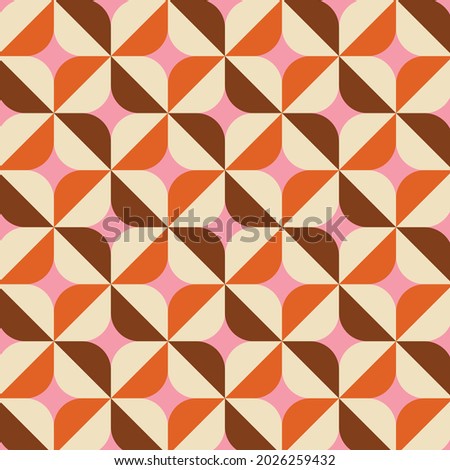 70's Retro Seamless Pattern. 60s and 70s Aesthetic Style.  Royalty-Free Stock Photo #2026259432