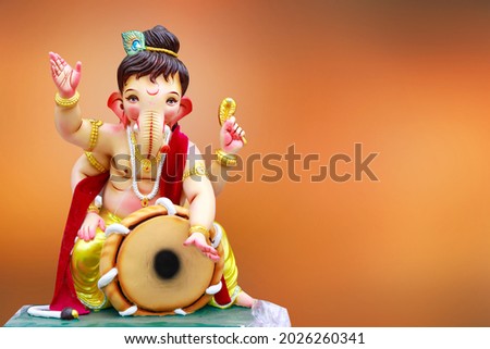 Happy Ganesh Chaturthi Greeting Card design with lord ganesha idol Royalty-Free Stock Photo #2026260341