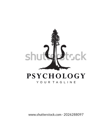psychology and tree logos. psychology and tree icon logo silhouette vector