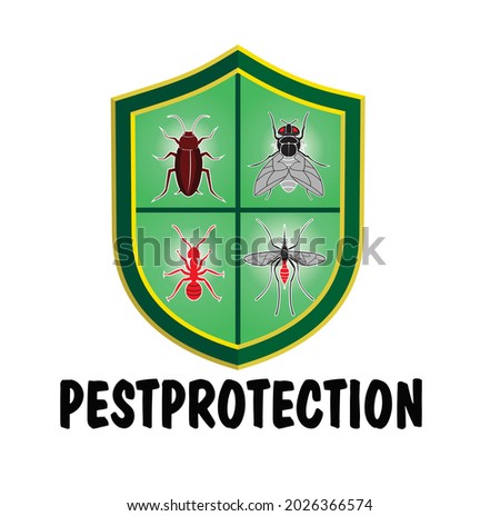Cockroach pest ant shield protection house control vector design emblem