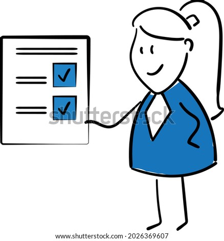 Businessman and check mark list  document paper.Hand drawn doodle line art cartoon character design girl and boy. Coronavirus and covid-19. Business people.isolated vector illustration

