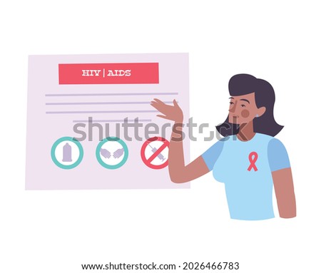 Hiv aids flat composition with woman explaining tips for healthy living with no stigma vector illustration
