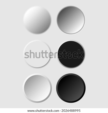 Set of volumetric circle buttons in neomorphism (neumorphism) style. Designed for websites, mobile apps and other developers. Royalty-Free Stock Photo #2026488995