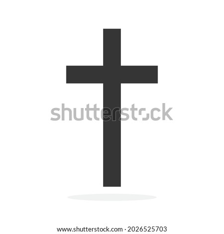 Christian Cross icon. Church cross isolated. Black religion vector symbol