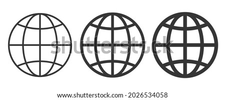 Set of World icons - vector. Black planet icons. Globe icon in flat style, isolated.