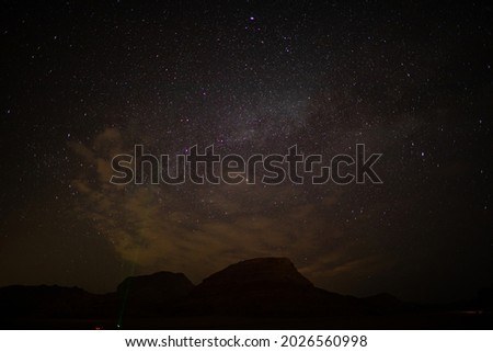 View of Milky Way from Wadi Rum desert in Jordan.
