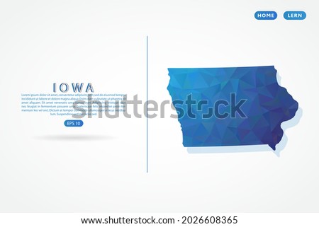 Iowa map - State of USA Map International vector template with polygon blue color gradient isolated on white background - Vector illustration eps 10