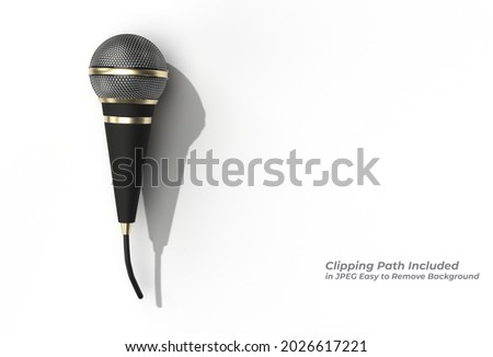 3D Render Retro microphone music award model template, karaoke, radio Pen Tool Created Clipping Path Included in JPEG Easy to Composite.