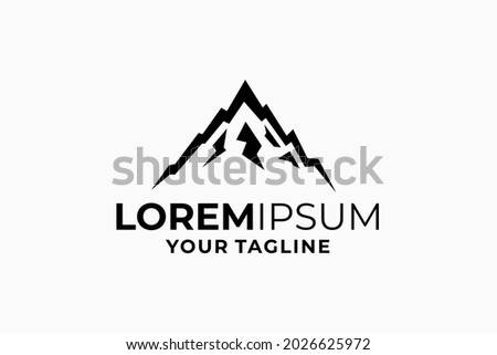 simple silhouette mountain expedition explore adventure hiking logo design