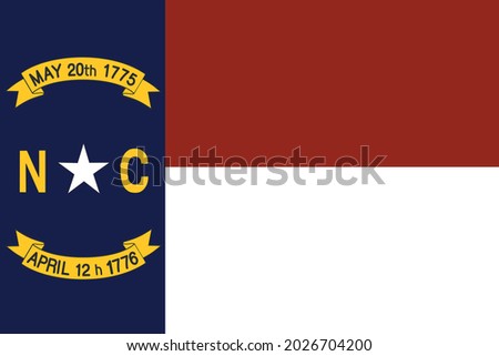 Vector Drawing Of Flag Of North Carolina State. Color Graphics Of American State Flag