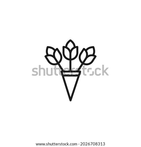 Occupation and profession concept. High quality outline symbol for web design or mobile app. Line icon of bouquet of flowers in a vase 

