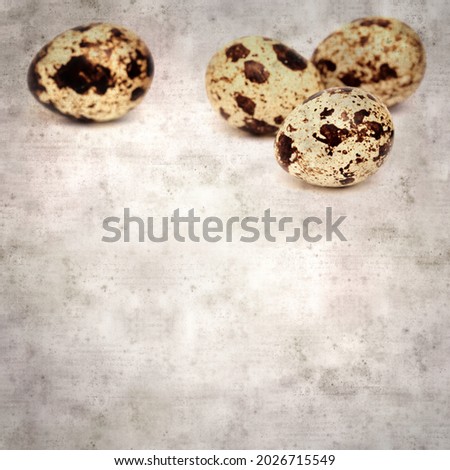 textured stylish old paper background, square, with small mottled quail eggs