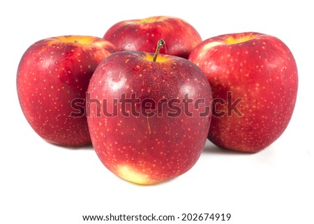 The group of apple on the white background.