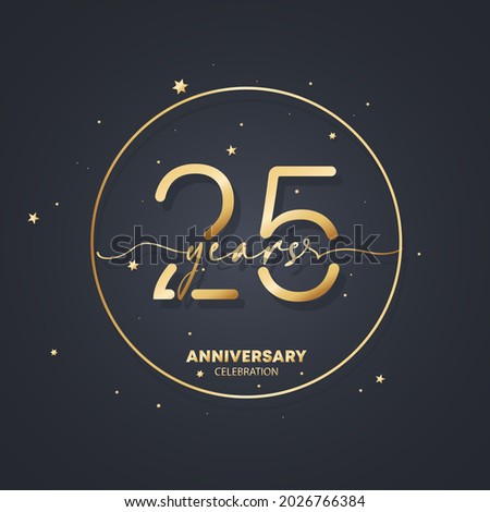 25 years anniversary logo template. 25th birthday, wedding anniversary icon. Trendy symbol image. Vector EPS 10. Isolated on background.