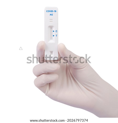 Science hand holding rapid test kit for viral disease COVID-19 2019-nCoV. Lab card kit test for viral sars-cov-2 virus. Rapid test device coronavirus Royalty-Free Stock Photo #2026797374