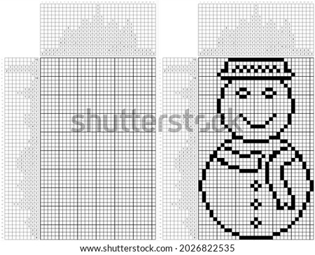 Snowman Icon Nonogram Pixel Art, Snow Sculpture Of Man Icon, Logic Puzzle Game Griddlers, Pic-A-Pix, Picture Paint By Numbers, Picross, Vector Art Illustration
