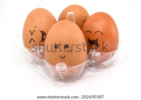 Cute eggs with feeling happy