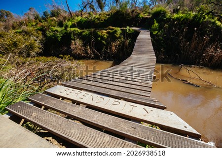 Mountain bike trails and landscape around Plenty Gorge in Northern Melbourne in Victoria, Australia Royalty-Free Stock Photo #2026938518