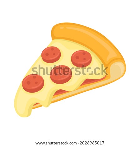 Pizza Slice Sign Emoji Icon Illustration. Fast Food Vector Symbol Emoticon Design Clip Art Sign Comic Style.