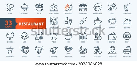 food and drink, Restaurant cafe menu - thin line web icon set. Outline icons collection. Simple vector illustration.