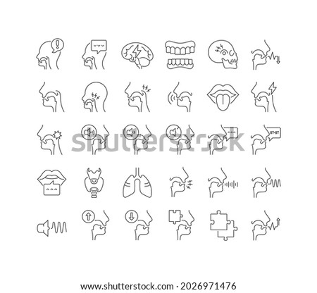 Speech-Language Pathology. Collection of perfectly thin icons for web design, app, and the most modern projects. The kit of signs for category Medicine. Royalty-Free Stock Photo #2026971476