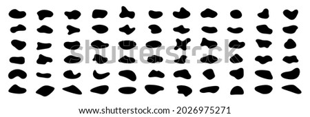 Set of different blotch shapes. Random abstract liquid shapes, round abstract organic elements. Pebble, drops and blobs silhouettes. Simple rounded shapes. Vector illustration Royalty-Free Stock Photo #2026975271