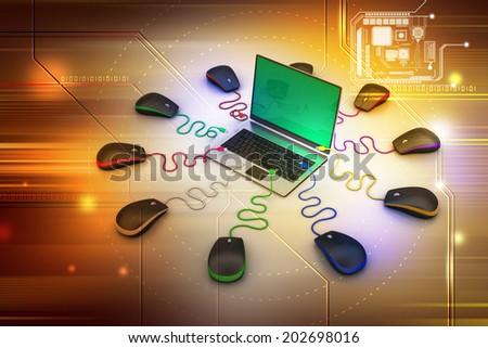 laptop computer around with mouse