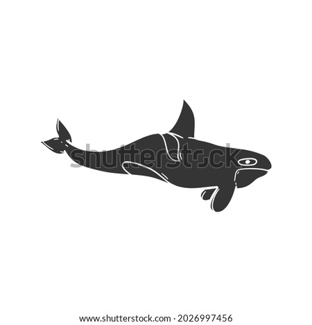Killer Whale Icon Silhouette Illustration. Orca Animal Vector Graphic Pictogram Symbol Clip Art. Doodle Sketch Black Sign.