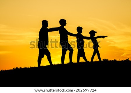 Happy family silhouette