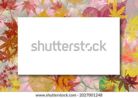 Autumn leaves design envelope in different colors with a blank space in the center.